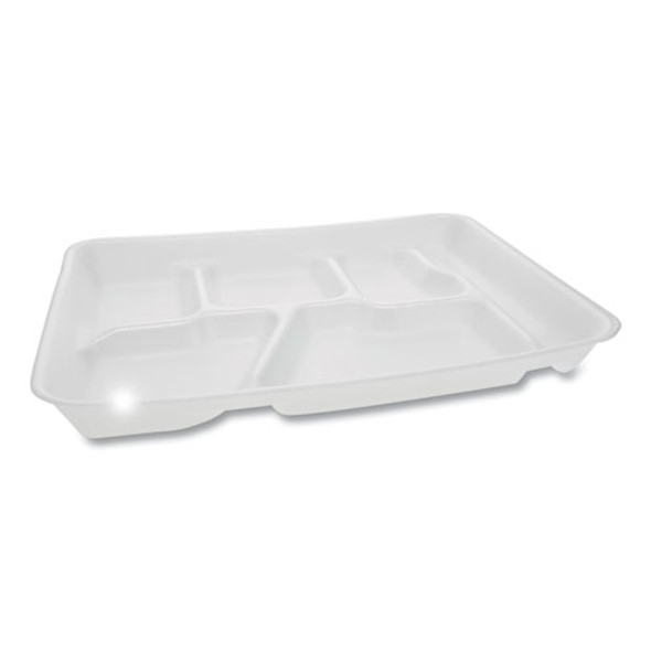 Lightweight Foam School Trays, 6-compartment, 8.5 X 11.5 X 1.25, White, 500/carton