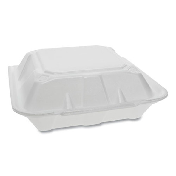 Foam Hinged Lid Containers, Dual Tab Lock, 9.13 X 9 X 3.25, 1-compartment, White, 150/carton