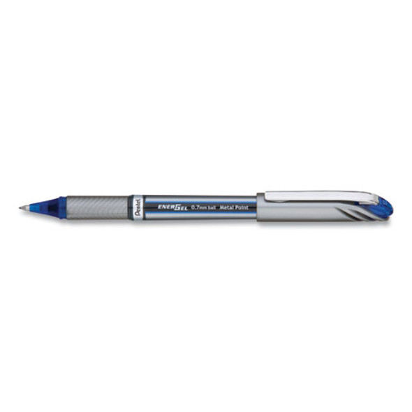 Energel Nv Stick Gel Pen, 0.7 Mm Metal Tip, Blue Ink/barrel, Dozen