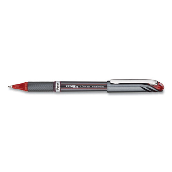 Energel Nv Stick Gel Pen, 1 Mm Metal Tip, Red Ink/barrel, Dozen