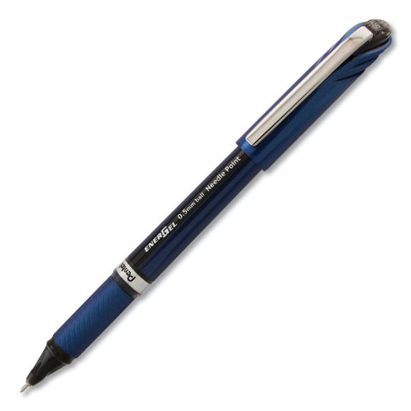 Energel Nv Stick Gel Pen, 0.5 Mm Needle Tip, Black Ink, Gray Barrel, Dozen