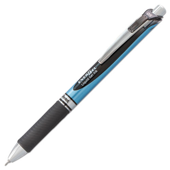 Energel Rtx Retractable Gel Pen, Fine 0.5mm, Black Ink, Silver/black Barrel