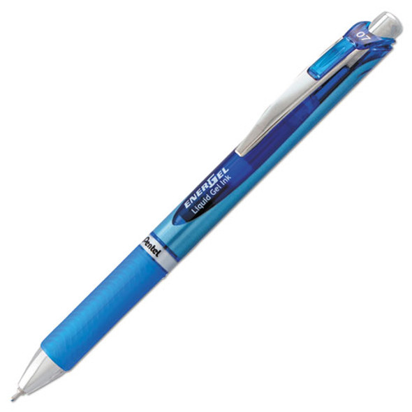 Energel Rtx Retractable Gel Pen, Medium 0.7mm, Blue Ink, Blue/gray Barrel - IVSPENBLN77C