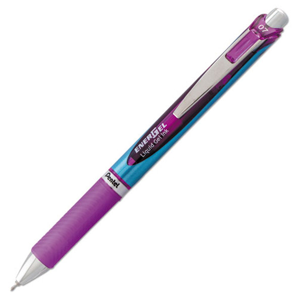 Energel Rtx Retractable Gel Pen, Medium 0.7mm, Violet Ink, Violet/gray Barrel - IVSPENBLN77V