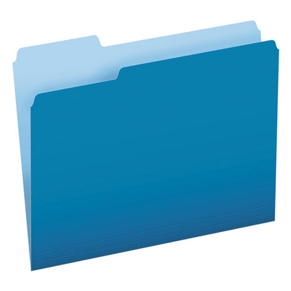 Colored File Folders, 1/3-cut Tabs, Letter Size, Blue/light Blue, 100/box