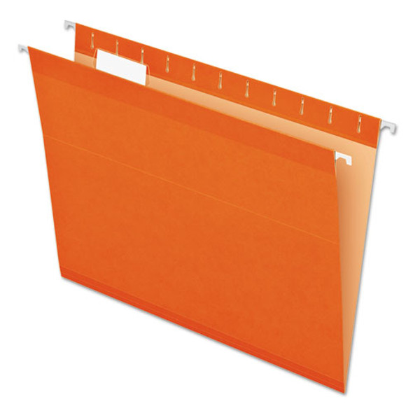 Colored Reinforced Hanging Folders, Letter Size, 1/5-cut Tab, Orange, 25/box