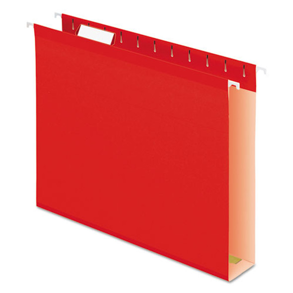 Extra Capacity Reinforced Hanging File Folders With Box Bottom, Letter Size, 1/5-cut Tab, Red, 25/box