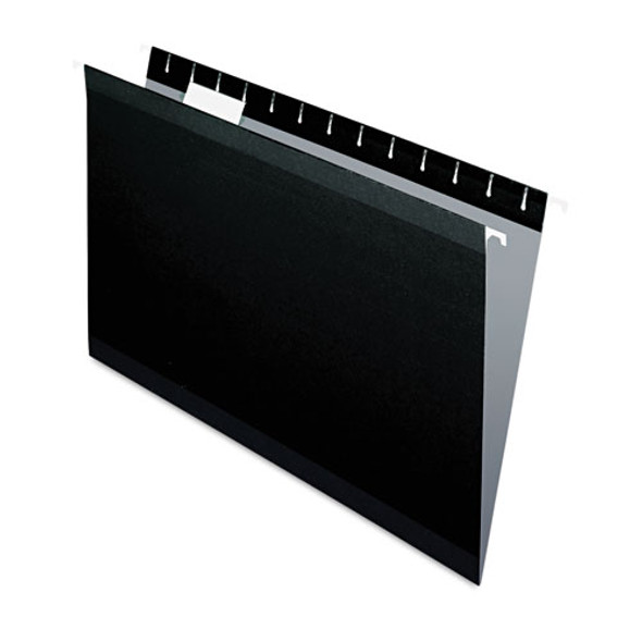 Colored Reinforced Hanging Folders, Legal Size, 1/5-cut Tab, Black, 25/box