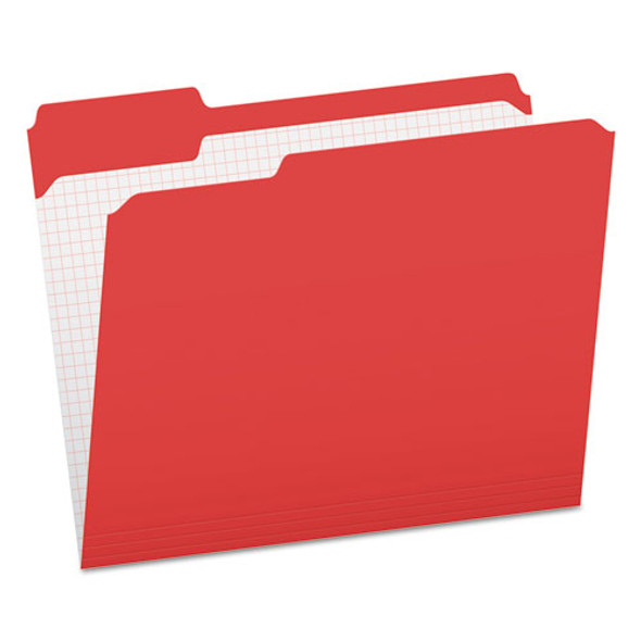 Double-ply Reinforced Top Tab Colored File Folders, 1/3-cut Tabs, Letter Size, Red, 100/box