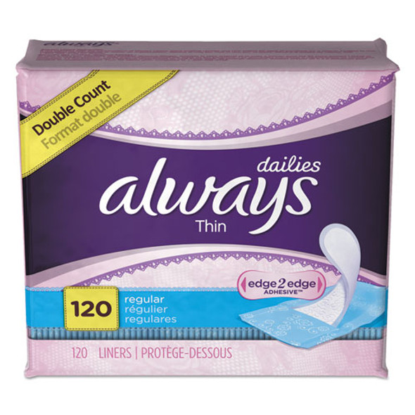 Thin Daily Panty Liners, Regular, 120/pack