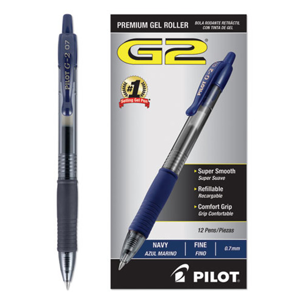 G2 Premium Retractable Gel Pen, 0.7mm, Blue Ink, Smoke Barrel, Dozen - IVSPIL31187