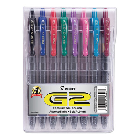 G2 Premium Retractable Gel Pen, Bold 1mm, Assorted Ink/barrel, 8/pack