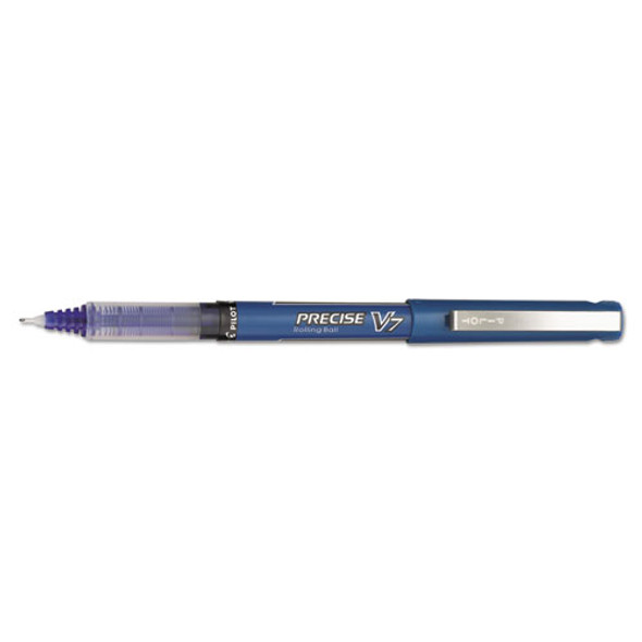 Precise V7 Stick Roller Ball Pen, Fine 0.7mm, Blue Ink/barrel, Dozen