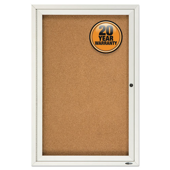 Enclosed Bulletin Board, Natural Cork/fiberboard, 24 X 36, Silver Aluminum Frame