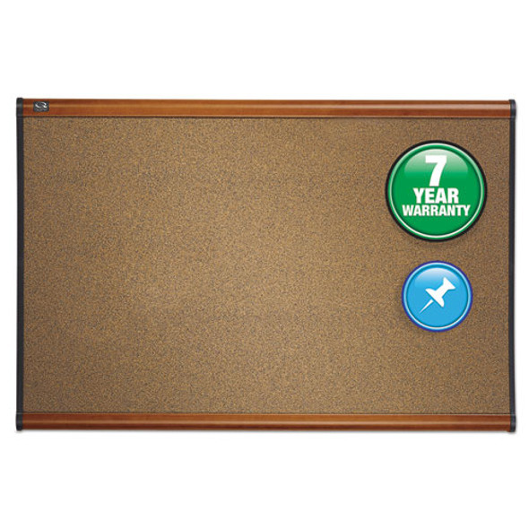 Prestige Bulletin Board, Brown Graphite-blend Surface, 36 X 24, Cherry Frame