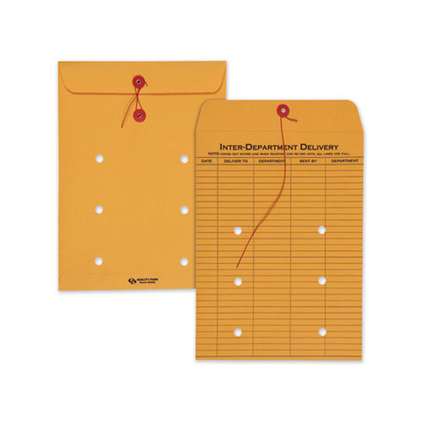 Brown Kraft String & Button Interoffice Envelope, #90, One-sided Five-column Format, 9 X 12, Brown Kraft, 100/carton