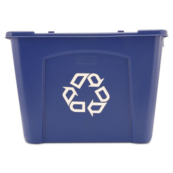 Stacking Recycle Bin, Rectangular, Polyethylene, 14 Gal, Blue