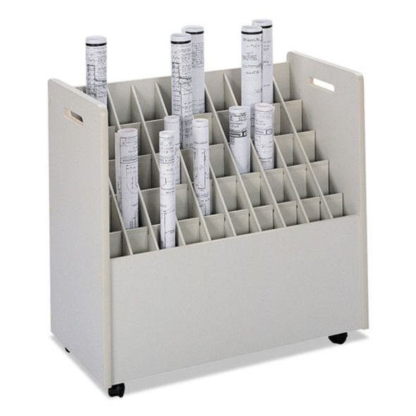 Laminate Mobile Roll Files, 50 Compartments, 30.25w X 15.75d X 29.25h, Putty