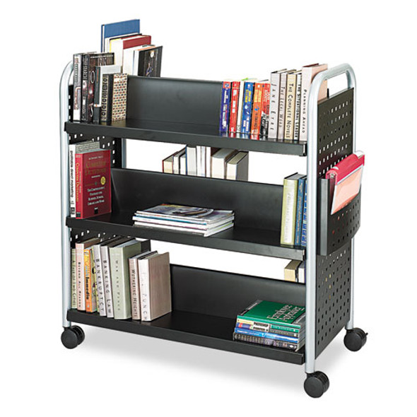 Scoot Book Cart, Six-shelf, 41.25w X 17.75d X 41.25h, Black