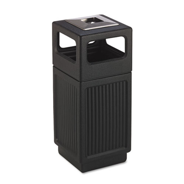 Canmeleon Ash/trash Receptacle, Square, Polyethylene, 15 Gal, Textured Black