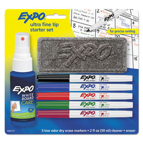 Low-odor Dry Erase Marker Starter Set, Extra-fine Needle Tip, Assorted Colors, 5/set