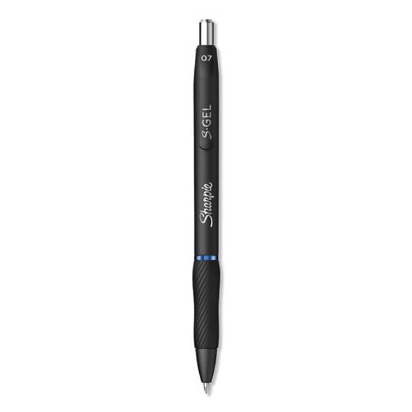 S-gel Retractable Gel Pen, Medium 0.7 Mm, Blue Ink, Black Barrel, Dozen