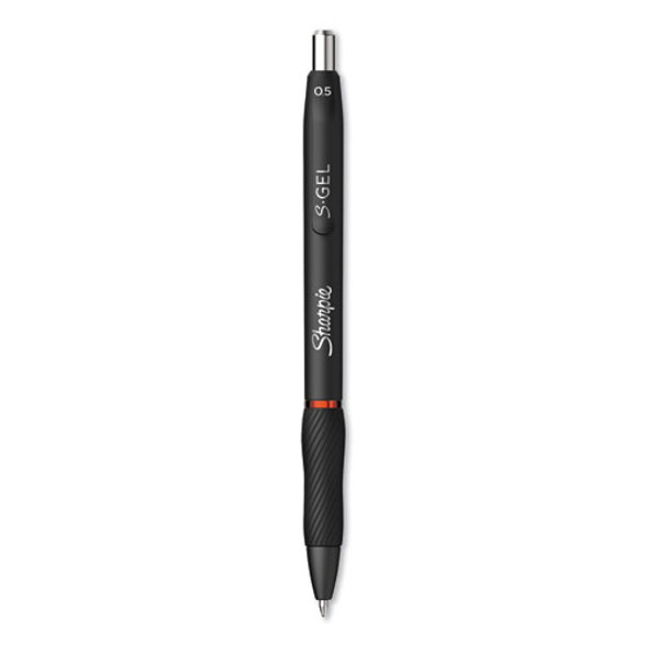 S-gel Retractable Gel Pen, Fine 0.5 Mm, Red Ink, Black Barrel, Dozen