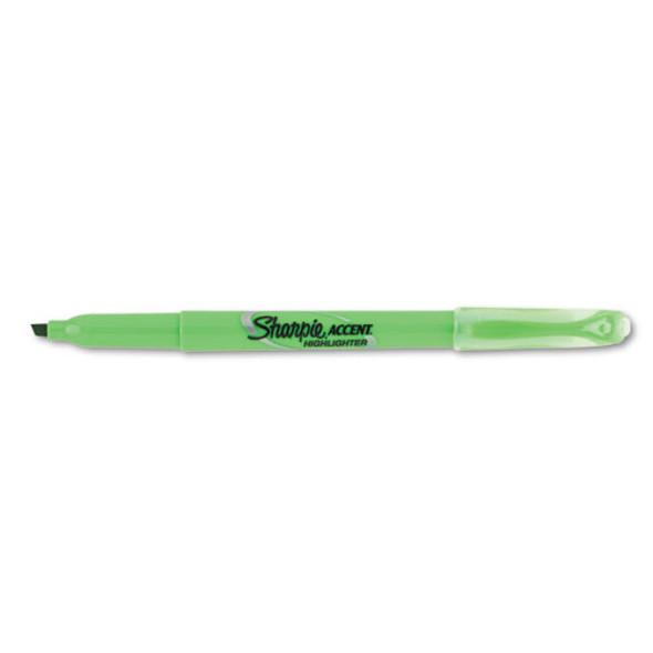 Pocket Style Highlighters, Chisel Tip, Fluorescent Green, Dozen