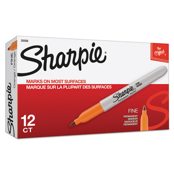 Fine Tip Permanent Marker, Orange, Dozen