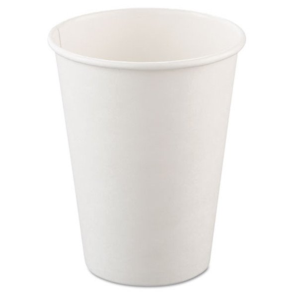 Single-sided Poly Paper Hot Cups, 12oz, White, 50/bag, 20 Bags/carton