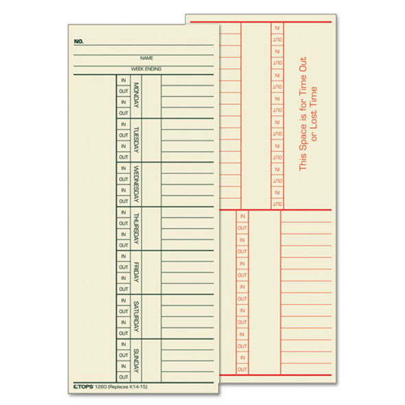 Time Card For Cincinnati, Named Days, Two-sided, 3 3/8 X 8 1/4, 500/box