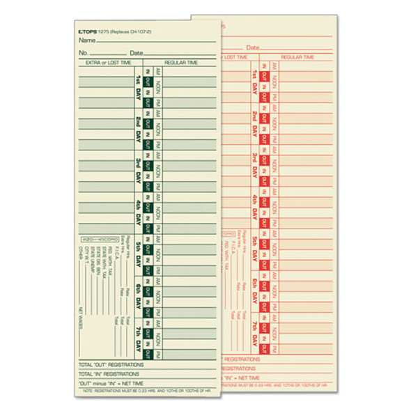 Time Card For Lathem, Bi-weekly, Two-sided, 3 1/2 X 9, 500/box