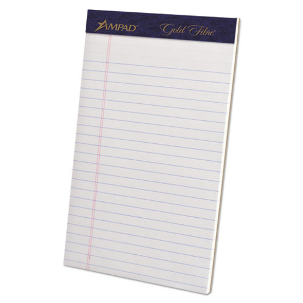 Gold Fibre Writing Pads, Narrow Rule, 5 X 8, White, 50 Sheets, 4/pack