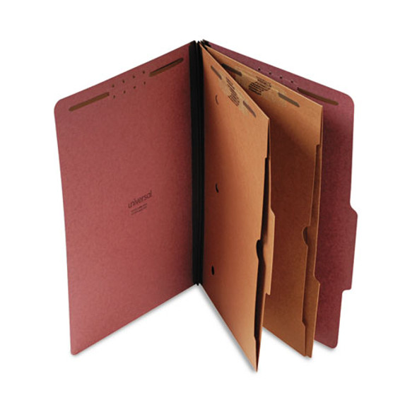 Six-section Classification Folder W/ Pockets, 2 Dividers, Legal Size, Red, 10/box