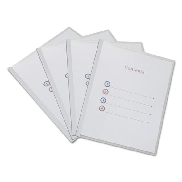 Clear View Report Cover With Slide-on Binder Bar, 20 Sheets, White, 25 Per Pack