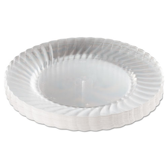 Classicware Plastic Plates, 9" Dia., Clear, 12 Plates/pack, 15 Packs/carton