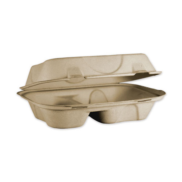 Fiber Hinged Hoagie Box Containers, 2 Compartments, 9 X 6 X 3, Natural, 500/carton