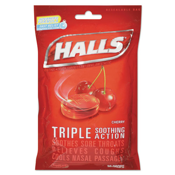 Triple Action Cough Drops, Honey-lemon, 30/bag, 12 Bags/box