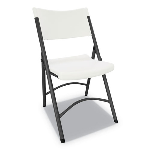 Premium Molded Resin Folding Chair, White Seat/white Back, Dark Gray Base