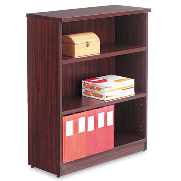 Alera Valencia Series Bookcase, Three-shelf, 31 3/4w X 14d X 39 3/8h, Mahogany