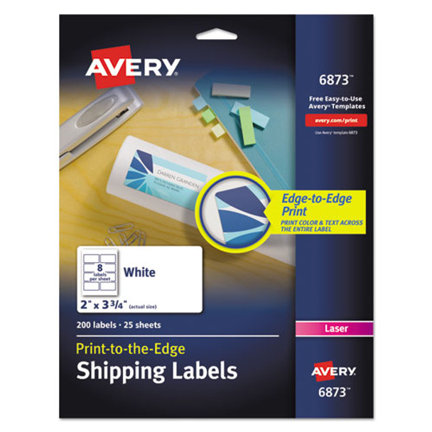 Vibrant Laser Color-print Labels W/ Sure Feed, 2 X 3 3/4, White, 200/pk