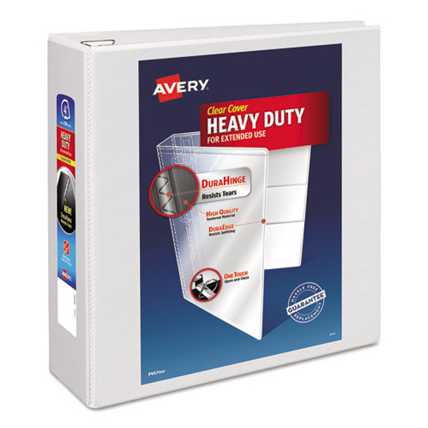 Heavy-duty View Binder With Durahinge And Locking One Touch Ezd Rings, 3 Rings, 4" Capacity, 11 X 8.5, White