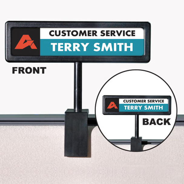 People Pointer Cubicle Sign, Plastic, 8.5 X 2, Black