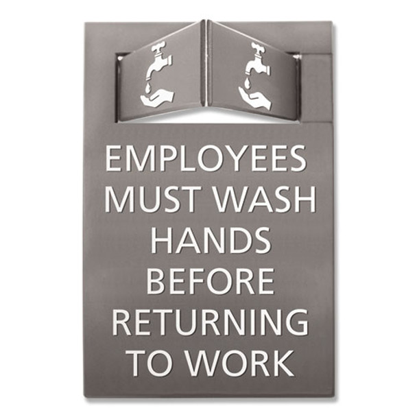 Pop-out Ada Sign, Wash Hands, Tactile Symbol, Plastic, 6 X 9, Gray/white