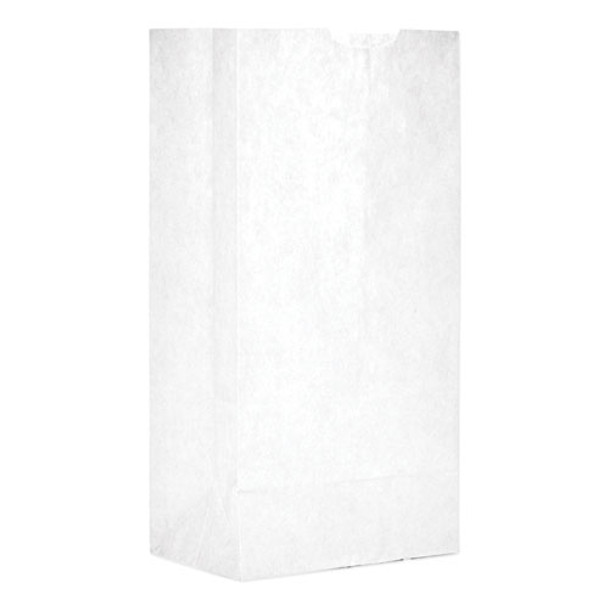 Grocery Paper Bags, 30 Lbs Capacity, #4, 5"w X 3.33"d X 9.75"h, White, 500 Bags