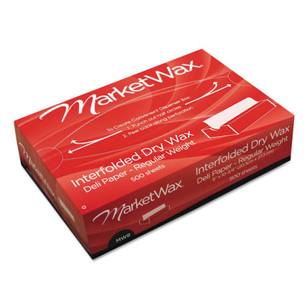 Interfolded Dry Wax Deli Paper, 8" X 10-3/4", White, 500/box, 12 Boxes/carton
