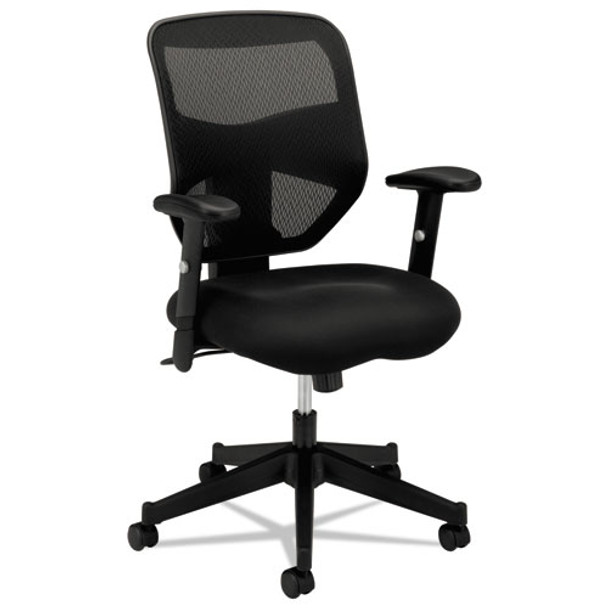 Vl531 Mesh High-back Task Chair With Adjustable Arms, Supports Up To 250 Lbs., Black Seat/black Back, Black Base