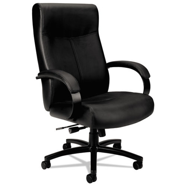 Validate Big And Tall Leather Chair, Supports Up To 450 Lbs., Black Seat/black Back, Black Base