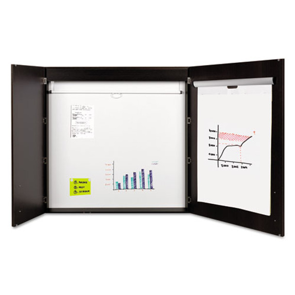 Conference Cabinet, Porcelain Magnetic, Dry Erase, 48 X 48, Ebony