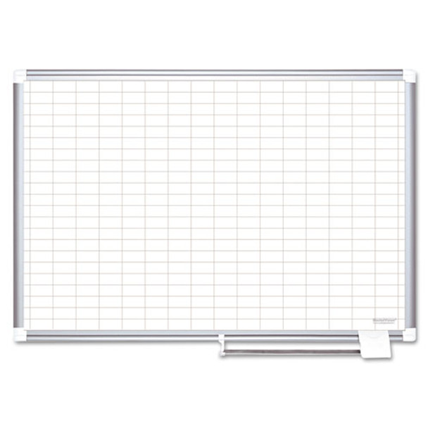 Gridded Magnetic Porcelain Planning Board, 1 X 2 Grid, 72 X 48, Aluminum Frame